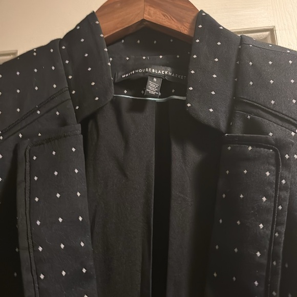 Tailored Jacket Size 8 White Pin dots Gorgeous peplum waist! - Picture 3 of 6